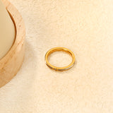 2.5mm Gold Ring with Real Mother - of - Pearl & Diamond Accent