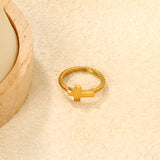 8.1mm Gold Twisted Cross Ring