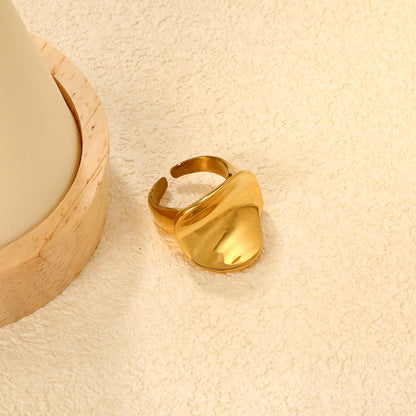 19mm Gold Open Ring with Polished Wave Design asonjewelry
