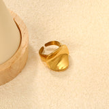 19mm Gold Open Ring with Polished Wave Design