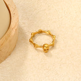 7mm Gold Bamboo - Stalk & Skull Ring