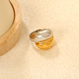 20mm Two - Tone Single Ring with Double Water - Drop Motifs