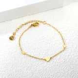 5.8*6.5mm 1 crooked heart + 3.7*2.8mm 2 heart accessories 0.3 cross chain 16+5cm+6mm round plaque bracelet gold color