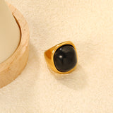 24mm Gold Ring with Square Black Onyx