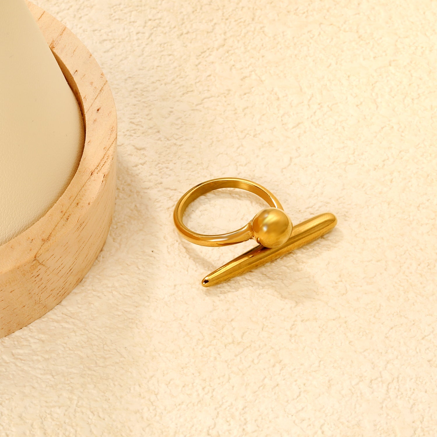 12mm Gold Open Ring with Sphere & Bar Accents asonjewelry