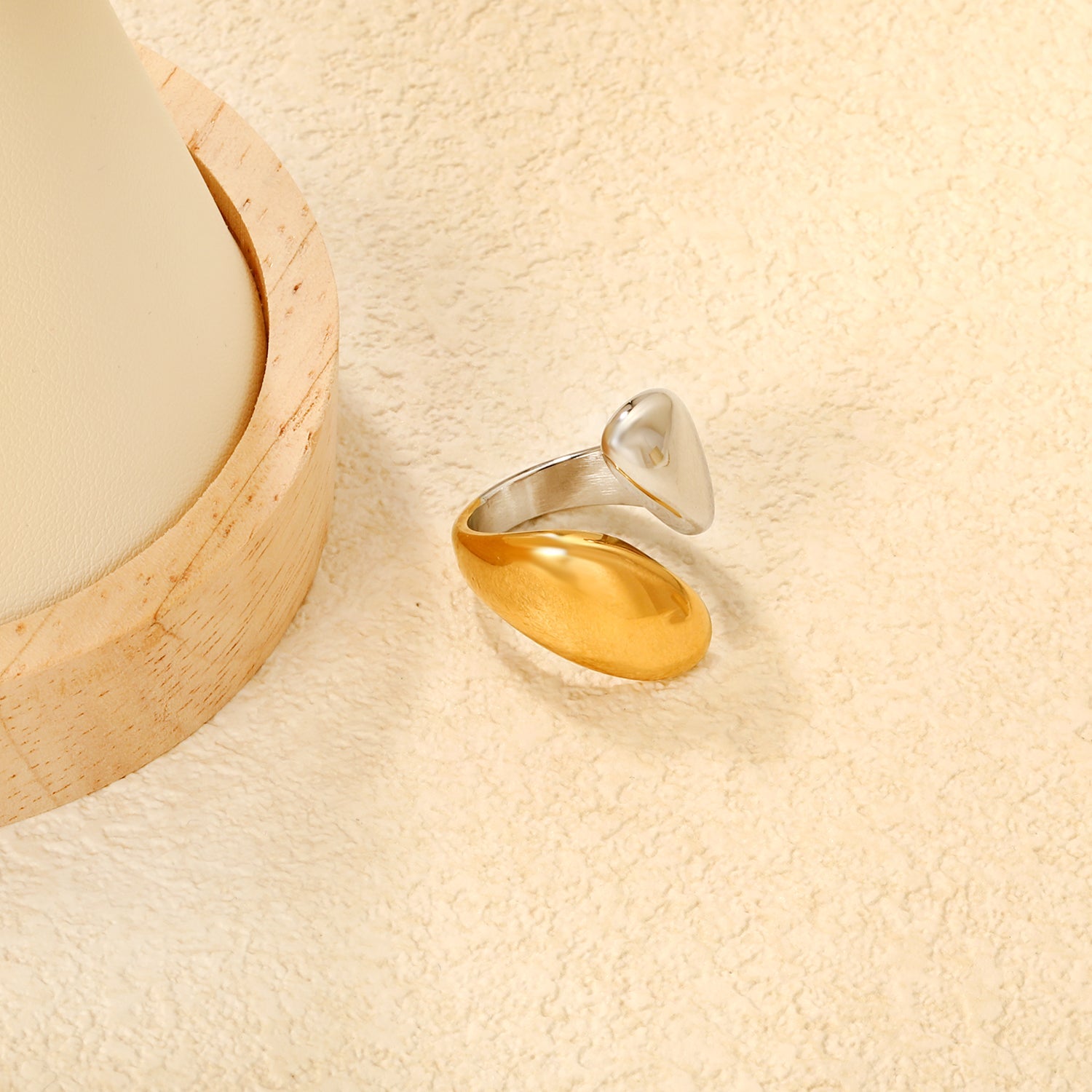 24mm Two - Tone Open Ring with Double Snake - Head Motif asonjewelry