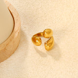 23mm Gold Open Ring with Irregular Polished Water - Drop Form