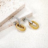 2x10mm Inner Diameter 14x20mm Double Ring Chain Earring, Two-Tone Gold