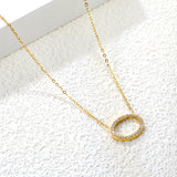 15 x 11.2mm oval CNC white zirconia pendant 0.3 cross chain 43+5cm + 6mm round tag necklace gold