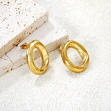 20.6x25mm irregular openwork oval earrings, gold