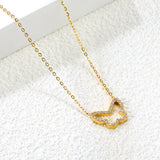 15x13mm butterfly CNC white zirconia pendant 0.3 cross chain 40+5cm+6mm necklace gold