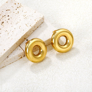 27.5mm polished circle earrings, gold