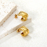10.5x16mm Smooth Wide Curved Ear Stud, Gold