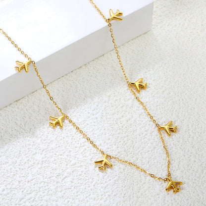 8.2 x 9 mm airplane accessory 0.3 cross chain 40+5 cm + 6 mm necklace gold asonjewelry
