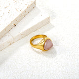 14.5mm high triangular tiger's eye/pink crystal ring, gold ring