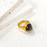 14.5mm high triangular tiger's eye/pink crystal ring, gold ring