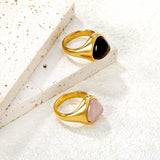 14.5mm high triangular tiger's eye/pink crystal ring, gold ring