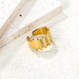 13mm Gold Open Ring with Organ - Shaped Band & White / Emerald Diamond Accents