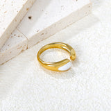 6.7mm Gold Open Ring with Geometric Water - Drop & White/ Black Enamel