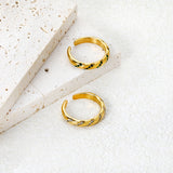 3.7mm Gold Open Ring with Twisted Band & White Diamond /Emerald Accents