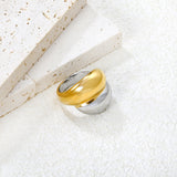 20mm Two - Tone Single Ring with Double Water - Drop Motifs