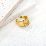 12mm Gold Open Ring with Hammered Square Pattern