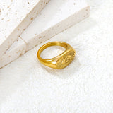 9.5mm Gold Evil Eye Engraved Ring