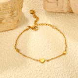 5.8*6.5mm 1 crooked heart + 3.7*2.8mm 2 heart accessories 0.3 cross chain 16+5cm+6mm round plaque bracelet gold color