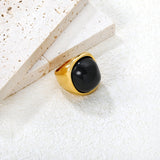 24mm Gold Ring with Square Black Onyx