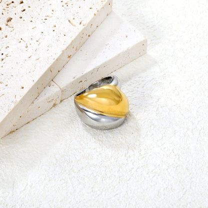 21mm Two - Tone Single Ring with Irregular Geometric Patchwork asonjewelry