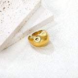 18mm Gold Open Ring with Polished Water - Drop Hammered Texture