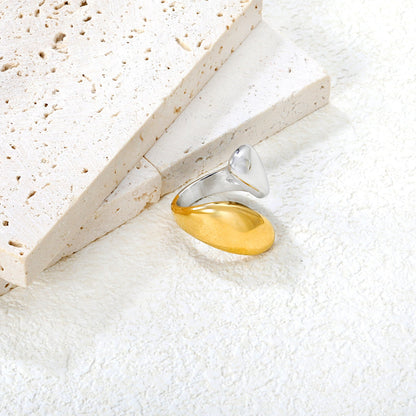 24mm Two - Tone Open Ring with Double Snake - Head Motif asonjewelry