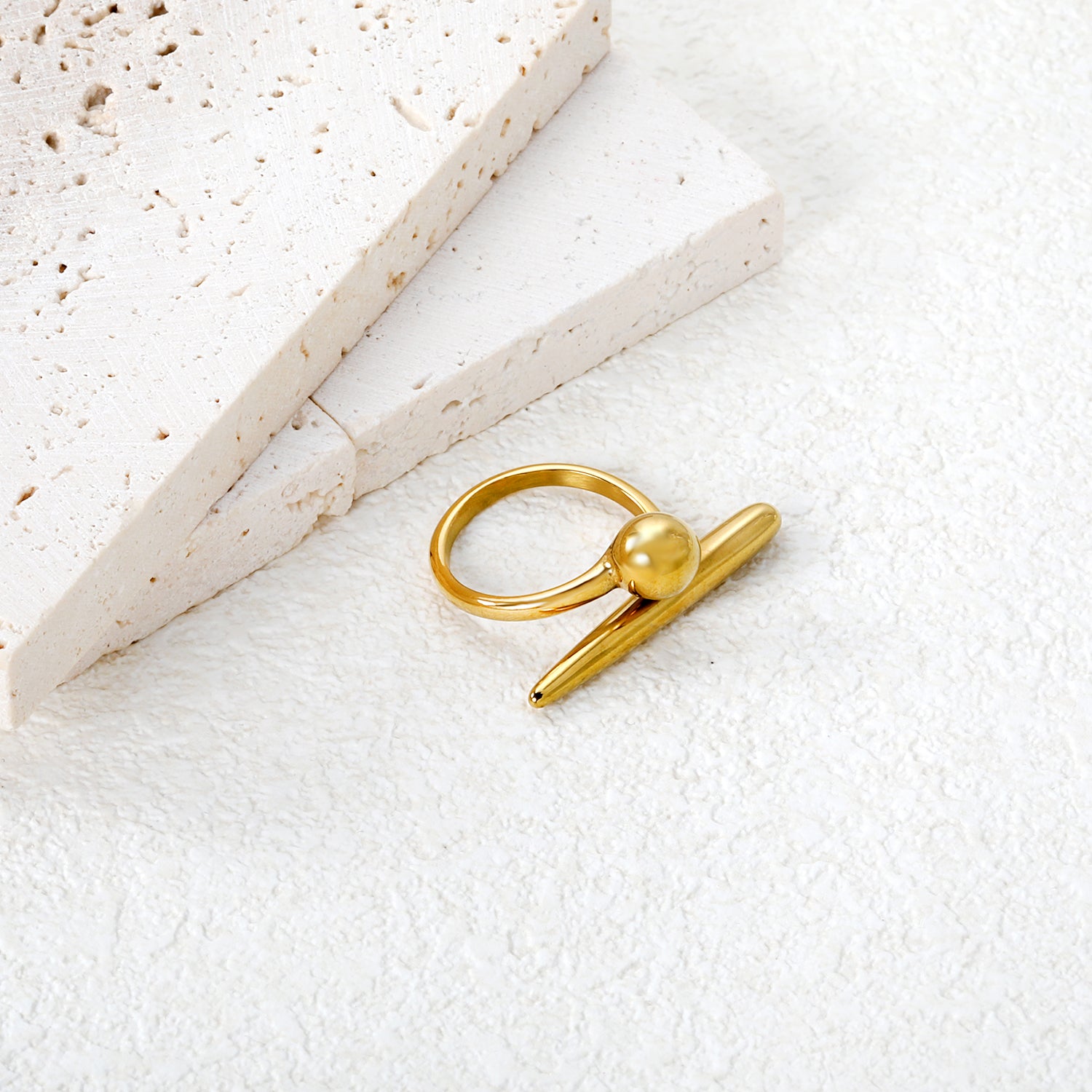 12mm Gold Open Ring with Sphere & Bar Accents asonjewelry