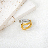 18mm Two - Tone Open Ring with Irregular Hollow Geometry