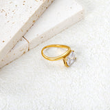 8mm Gold Ring with Four - Prong - Set White Zircon