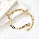 1.0 line 4*14mm 15 hollow long flat cross chains 19+3+6mm round tail tag handmade bracelet