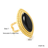 29mm Gold Open Ring with Red/Black/White Agate Marquise Stones