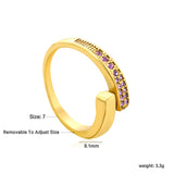 9.1mm Gold Open Ring with Irregular Double - Row White Diamonds/Purple/Blue/Emeralds