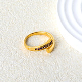 9.1mm Gold Open Ring with Irregular Double - Row White Diamonds/Purple/Blue/Emeralds