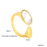 Wholesale 18K Gold Plated Oval Mother-of-Pearl Open Ring Hypoallergenic