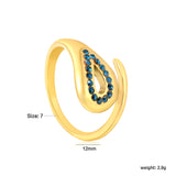 Wholesale 18K Gold Plated Teardrop Gemstone Ring Set Hypoallergenic