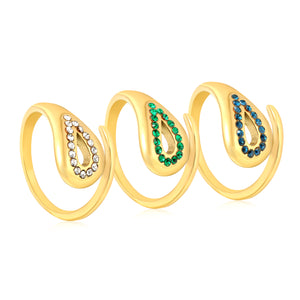 Wholesale 18K Gold Plated Teardrop Gemstone Ring Set Hypoallergenic
