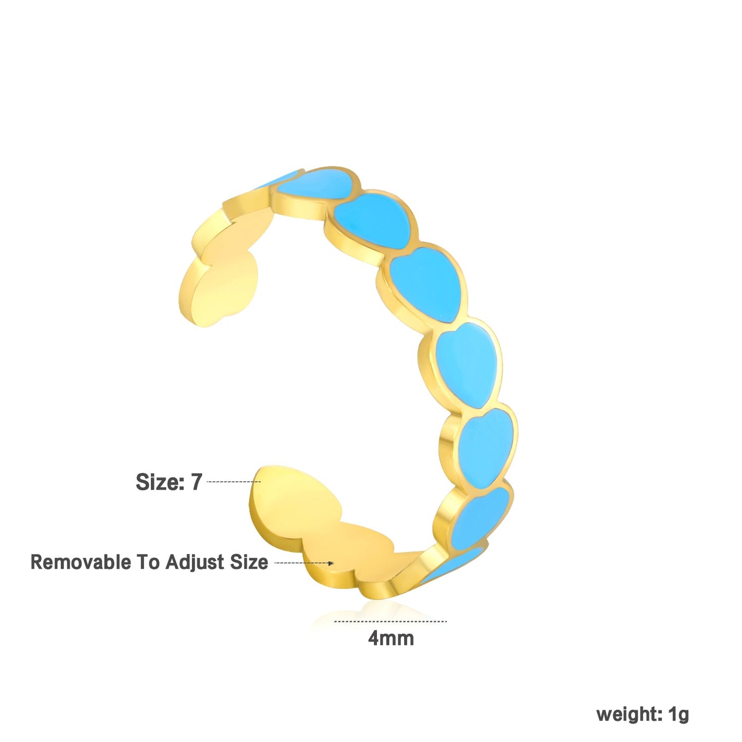 Wholesale 18K Gold Plated Enamel Heart Cuff Bracelet Set Hypoallergenic asonjewelry