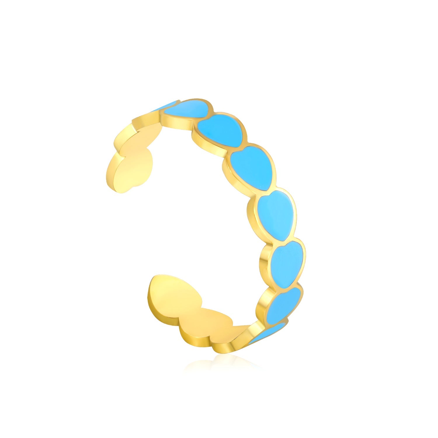 Wholesale 18K Gold Plated Enamel Heart Cuff Bracelet Set Hypoallergenic asonjewelry