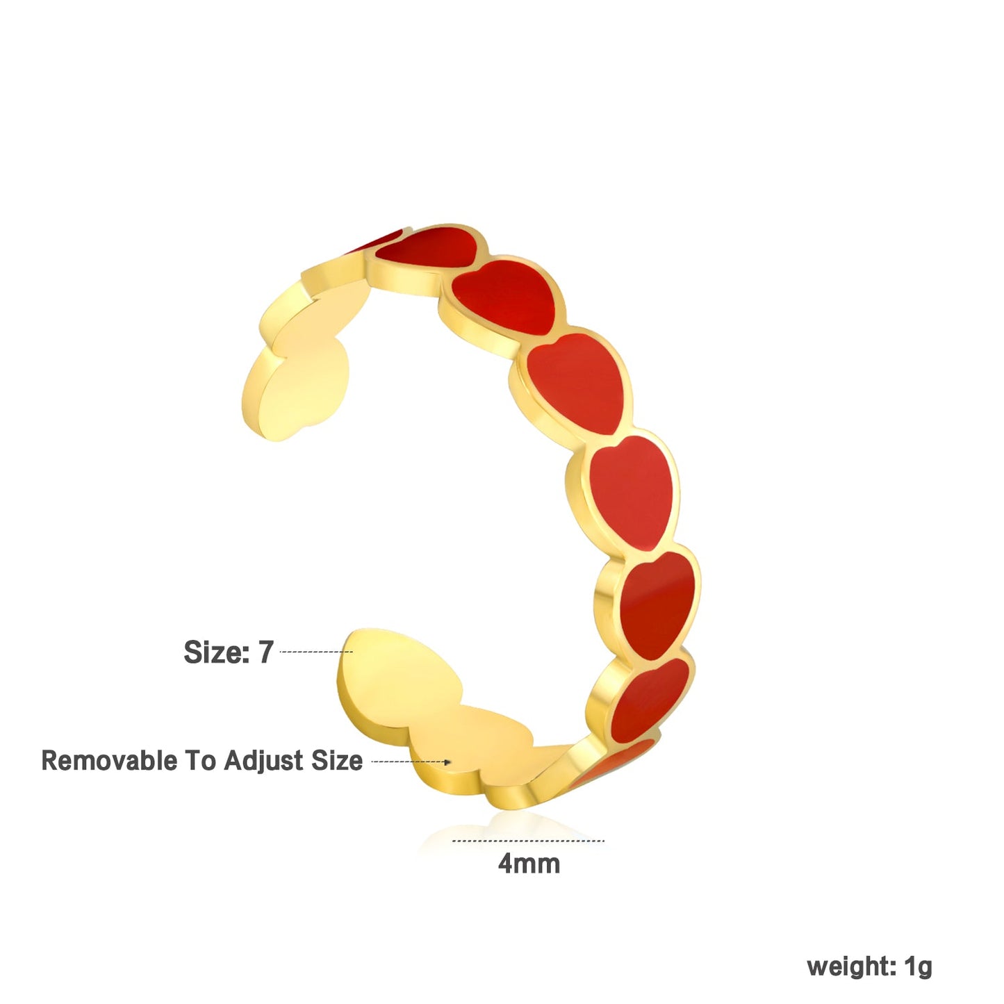 Wholesale 18K Gold Plated Enamel Heart Cuff Bracelet Set Hypoallergenic asonjewelry