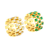 Wholesale 18K Gold Plated Geometric Diamond & Emerald Earring Set Hypoallergenic