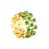 Wholesale 18K Gold Plated Geometric Diamond & Emerald Earring Set Hypoallergenic