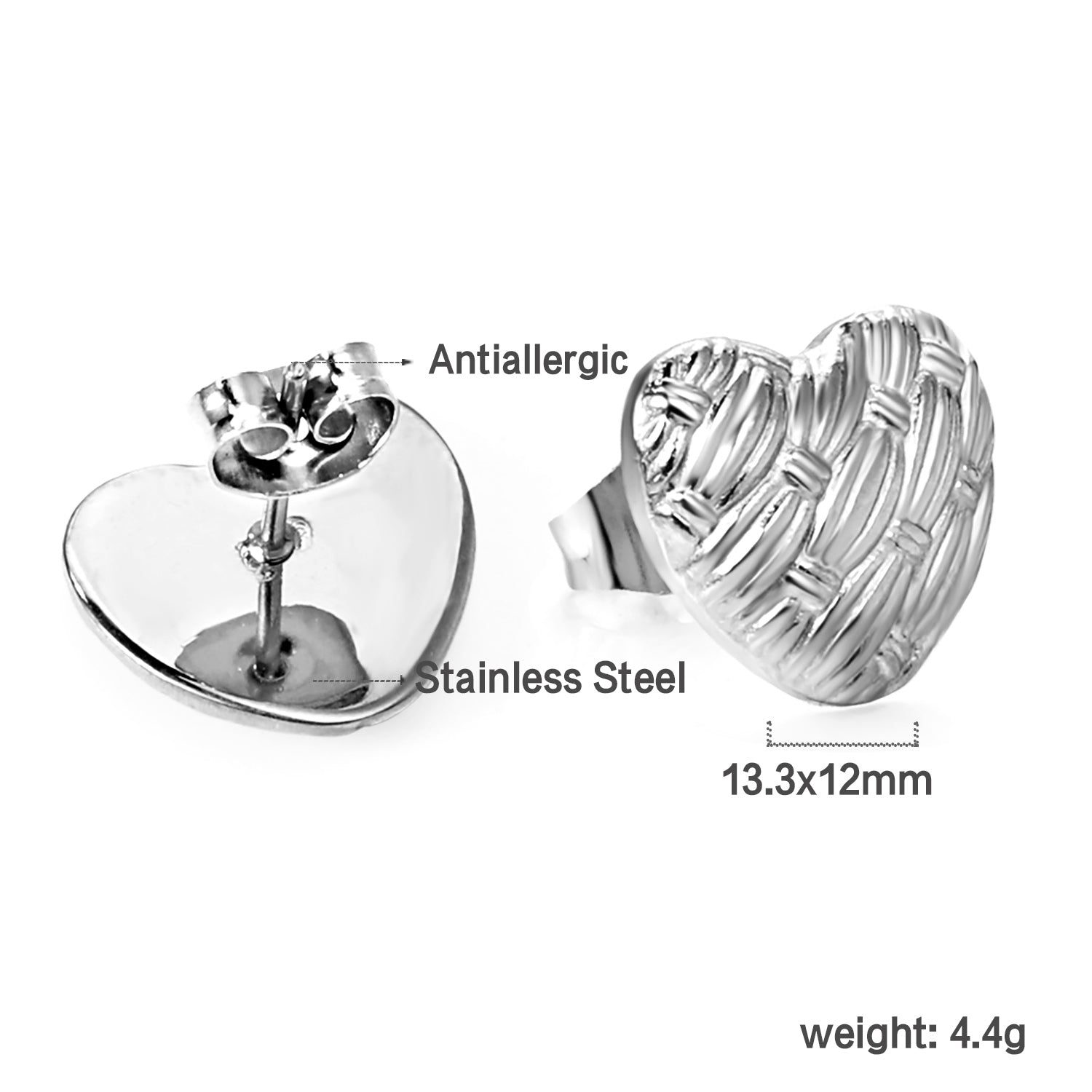 Heart with Braided Face Earrings 13.3*12mm asonjewelry