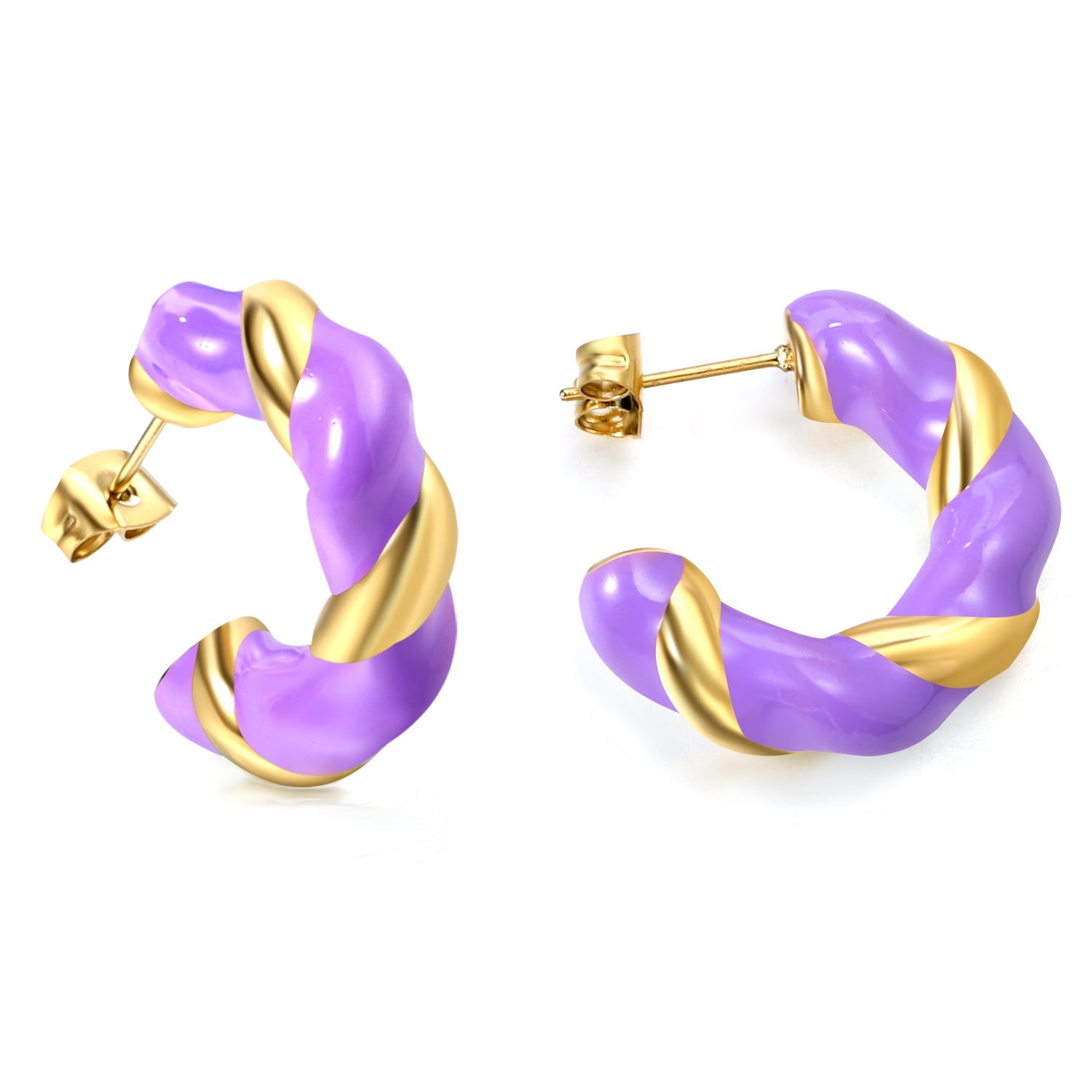 C Shape Twist Drip Earrings 6.4*23mm asonjewelry