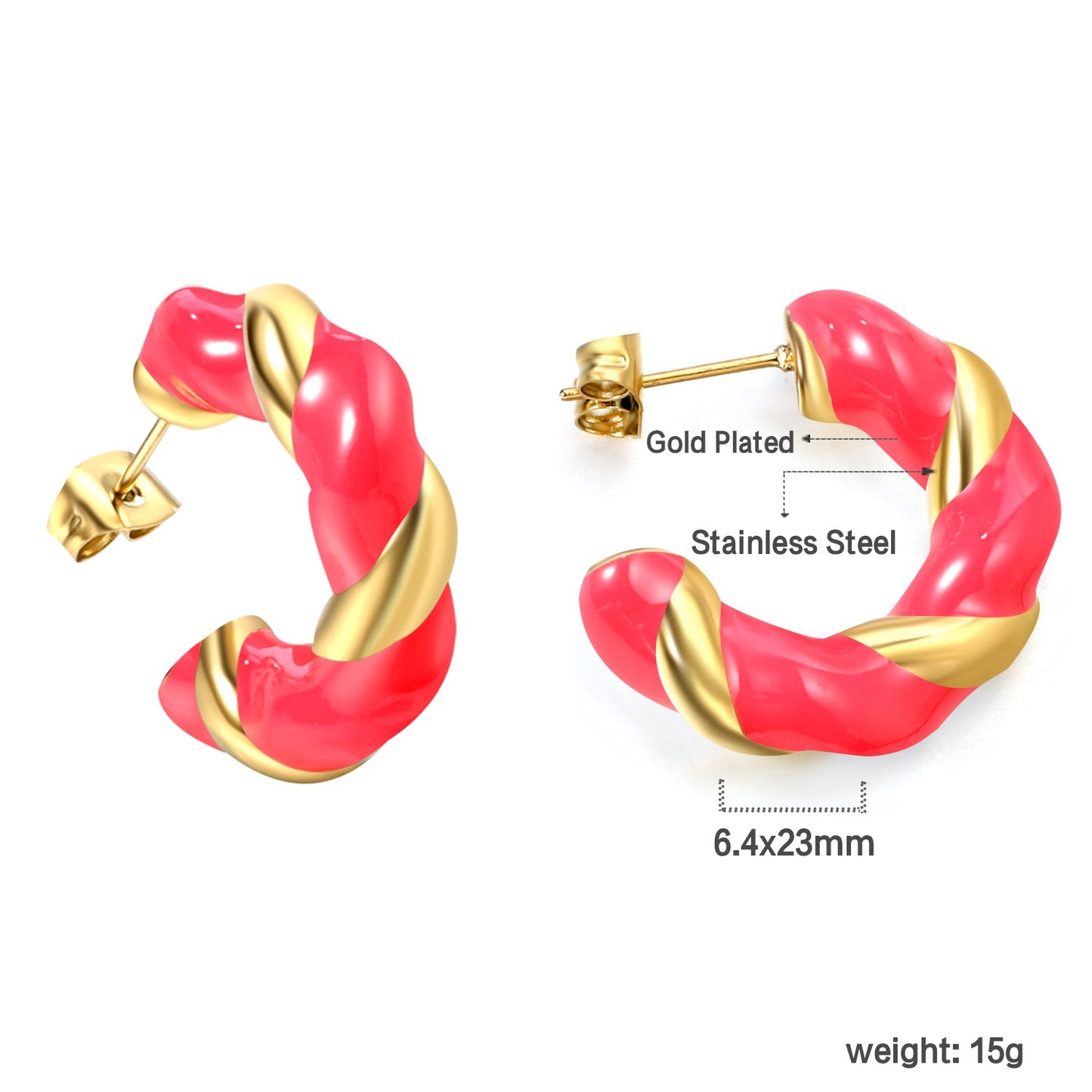 C Shape Twist Drip Earrings 6.4*23mm asonjewelry